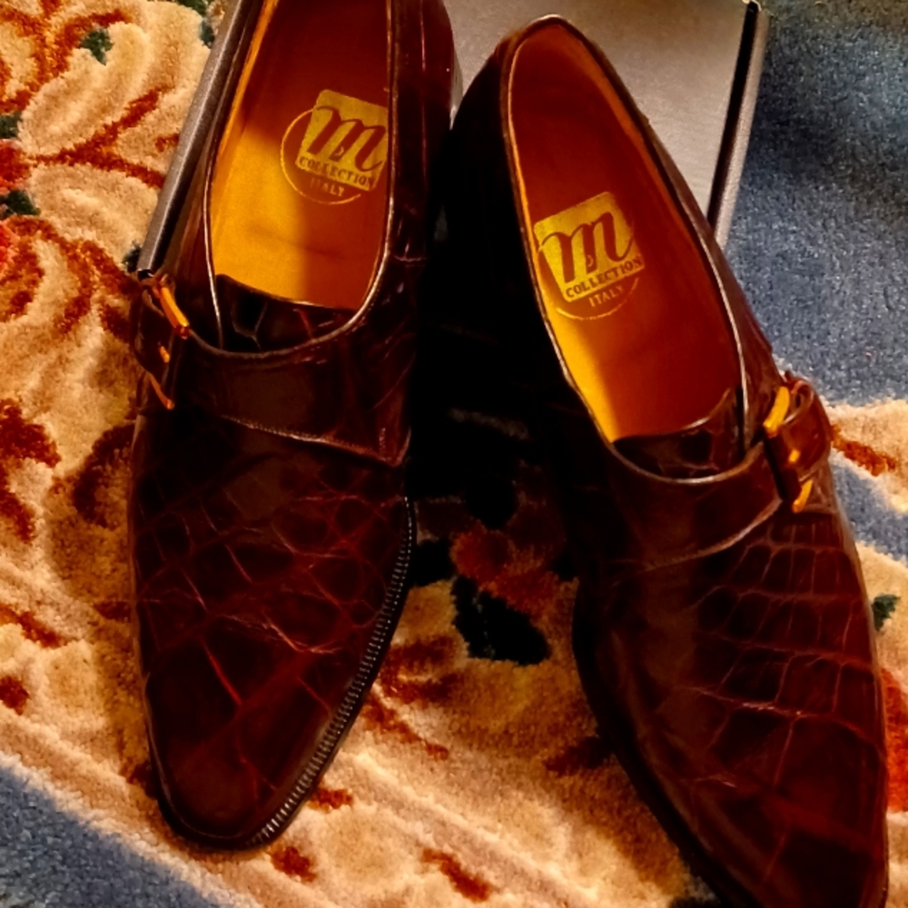 Mauri GENUINE ALLIGATOR Monk Strap in Burgundy, Exquisite shoe! Gently worn.